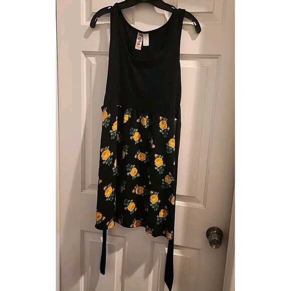 L8ter Sun Dress Black Floral Womens Size Small Tank Top Style Above the Knee - Picture 2 of 9